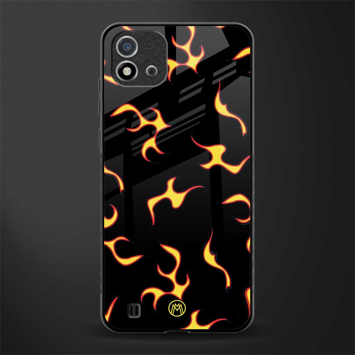 lil flames on black glass case for realme c20 image