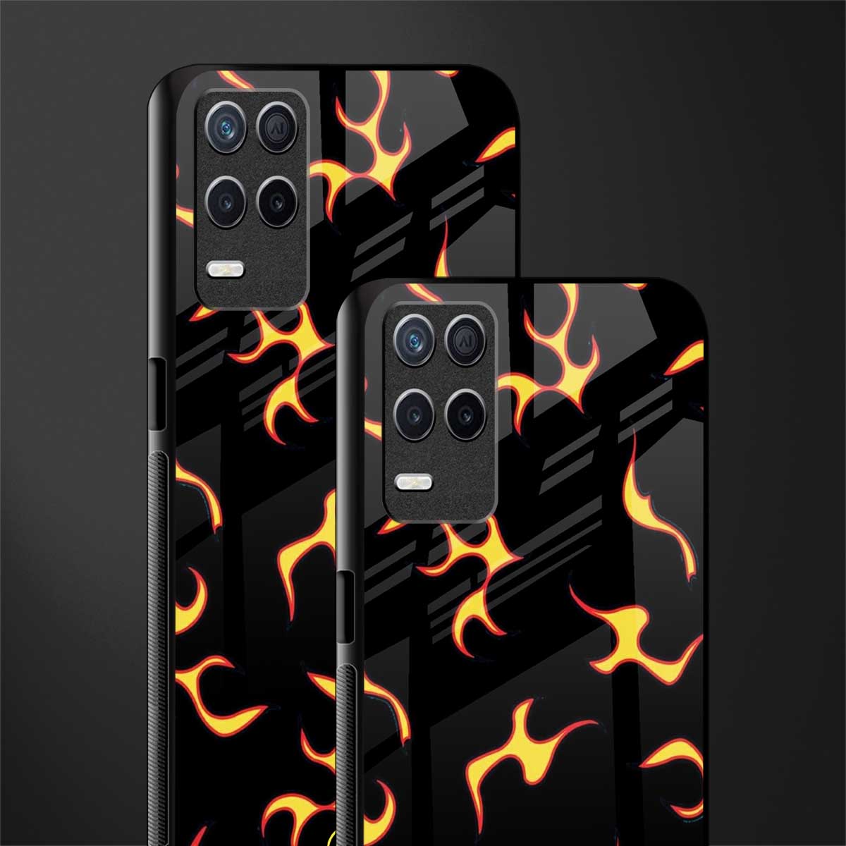 lil flames on black glass case for realme narzo 30 5g image-2