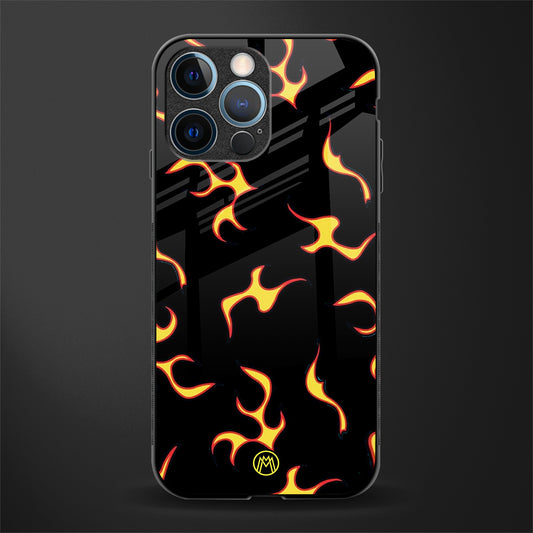 lil flames on black glass case for iphone 14 pro image