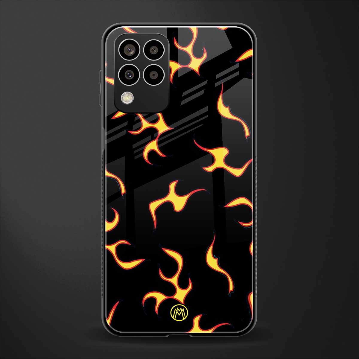 lil flames on black back phone cover | glass case for samsung galaxy m33 5g