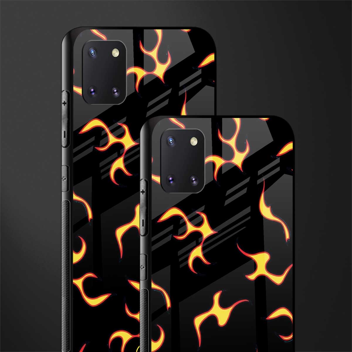lil flames on black glass case for samsung a81 image-2