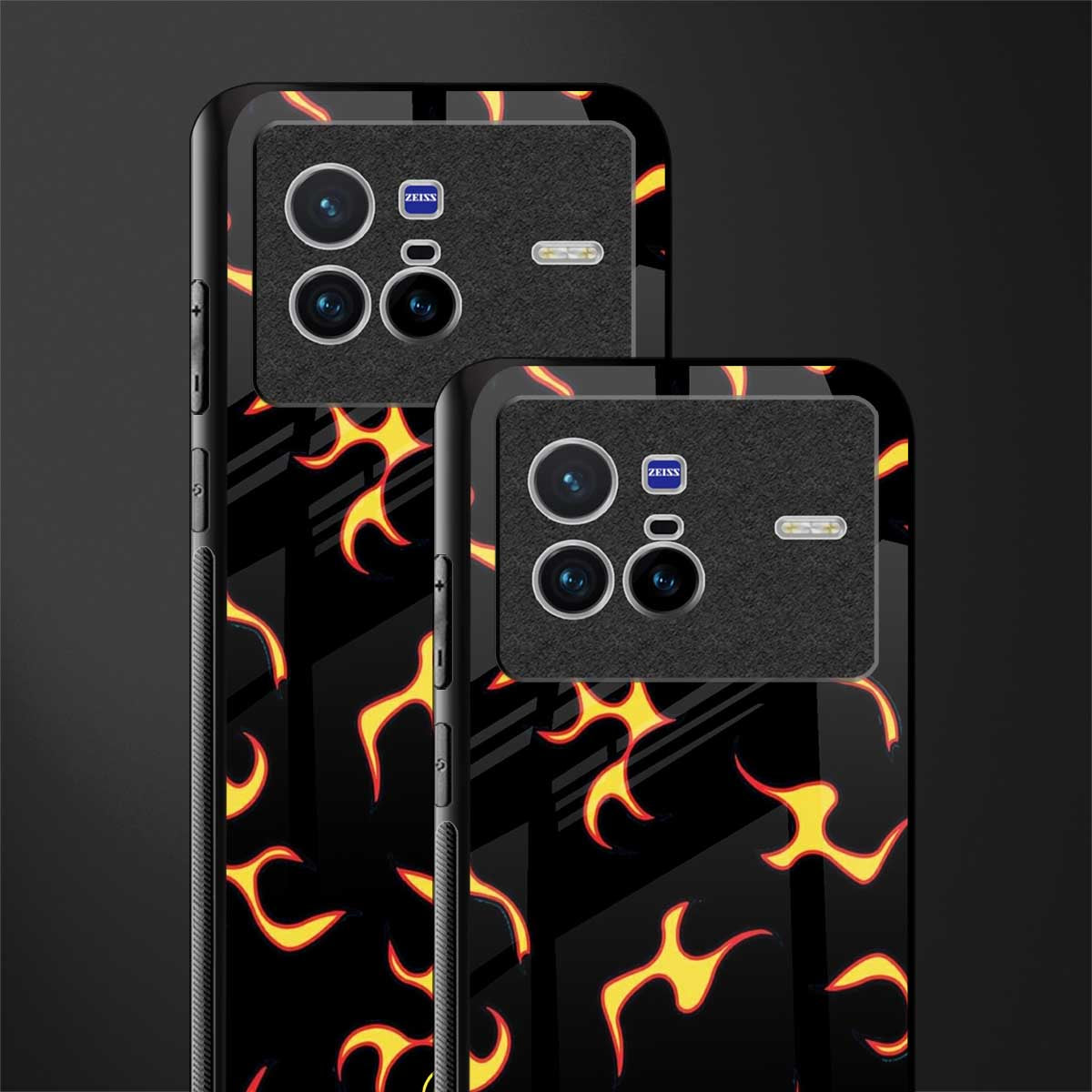 lil flames on black glass case for vivo x80 image-2