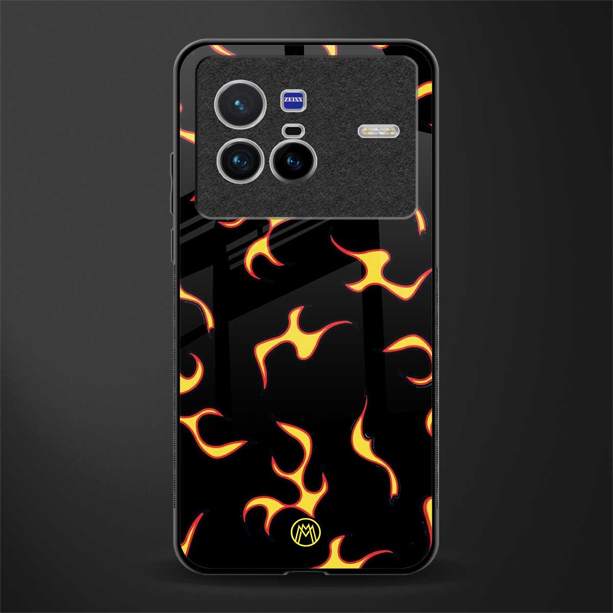 lil flames on black glass case for vivo x80 image