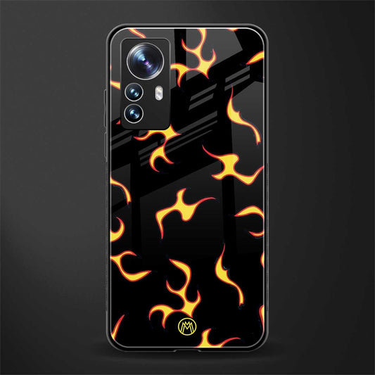 lil flames on black back phone cover | glass case for xiaomi 12 pro