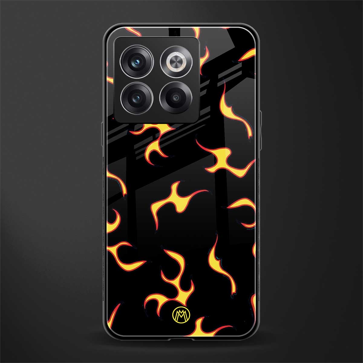 lil flames on black back phone cover | glass case for oneplus 10t