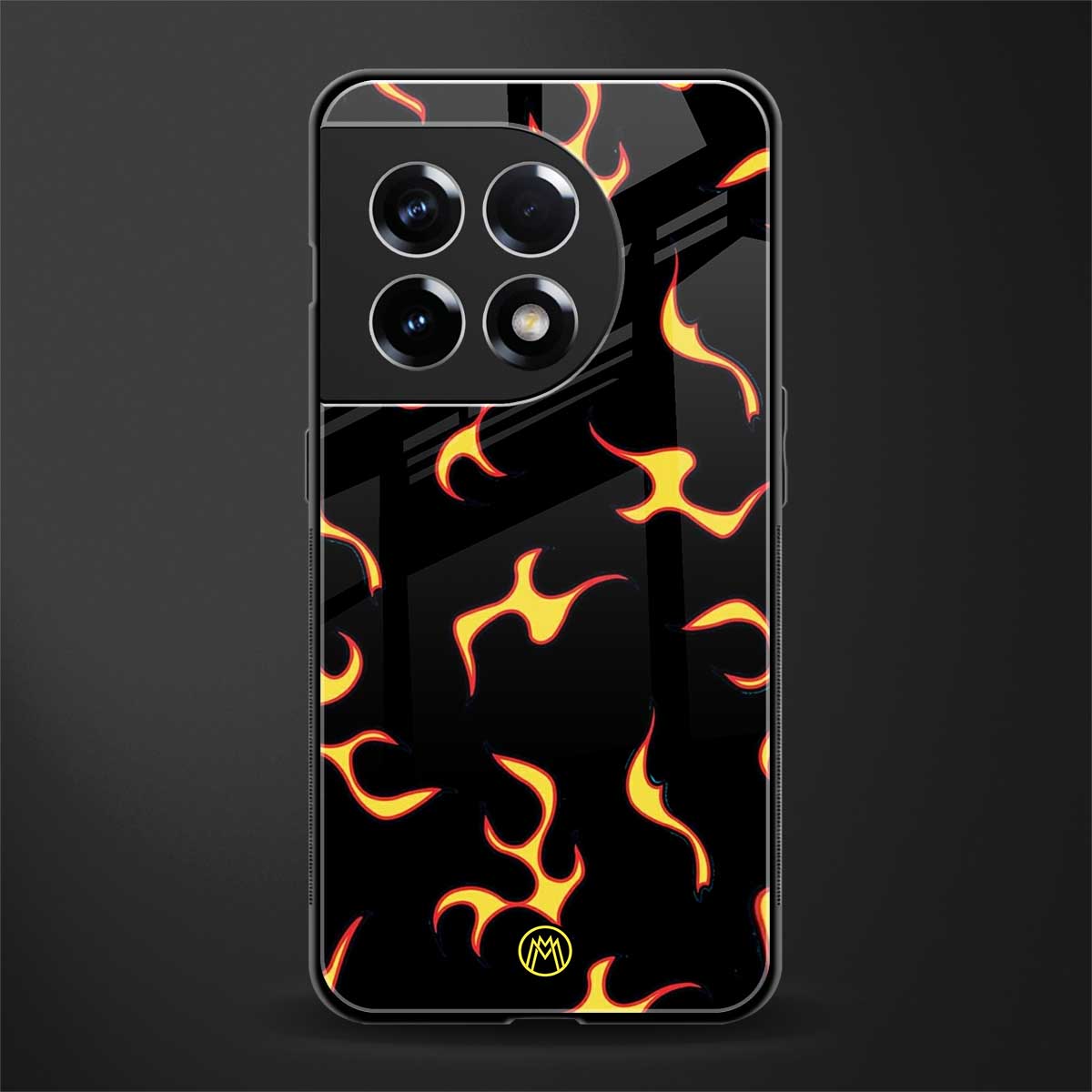 lil flames on black back phone cover | glass case for oneplus 11r
