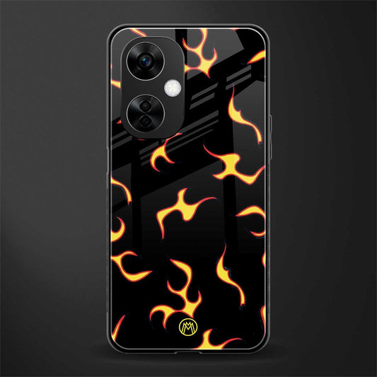 lil flames on black back phone cover | glass case for oneplus nord ce 3 lite