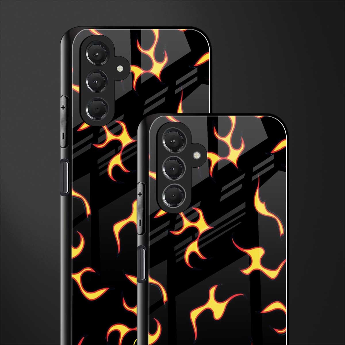 lil flames on black back phone cover | glass case for samsun galaxy a24 4g