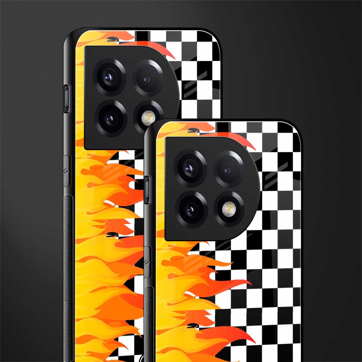 lil flames wild mode back phone cover | glass case for oneplus 11