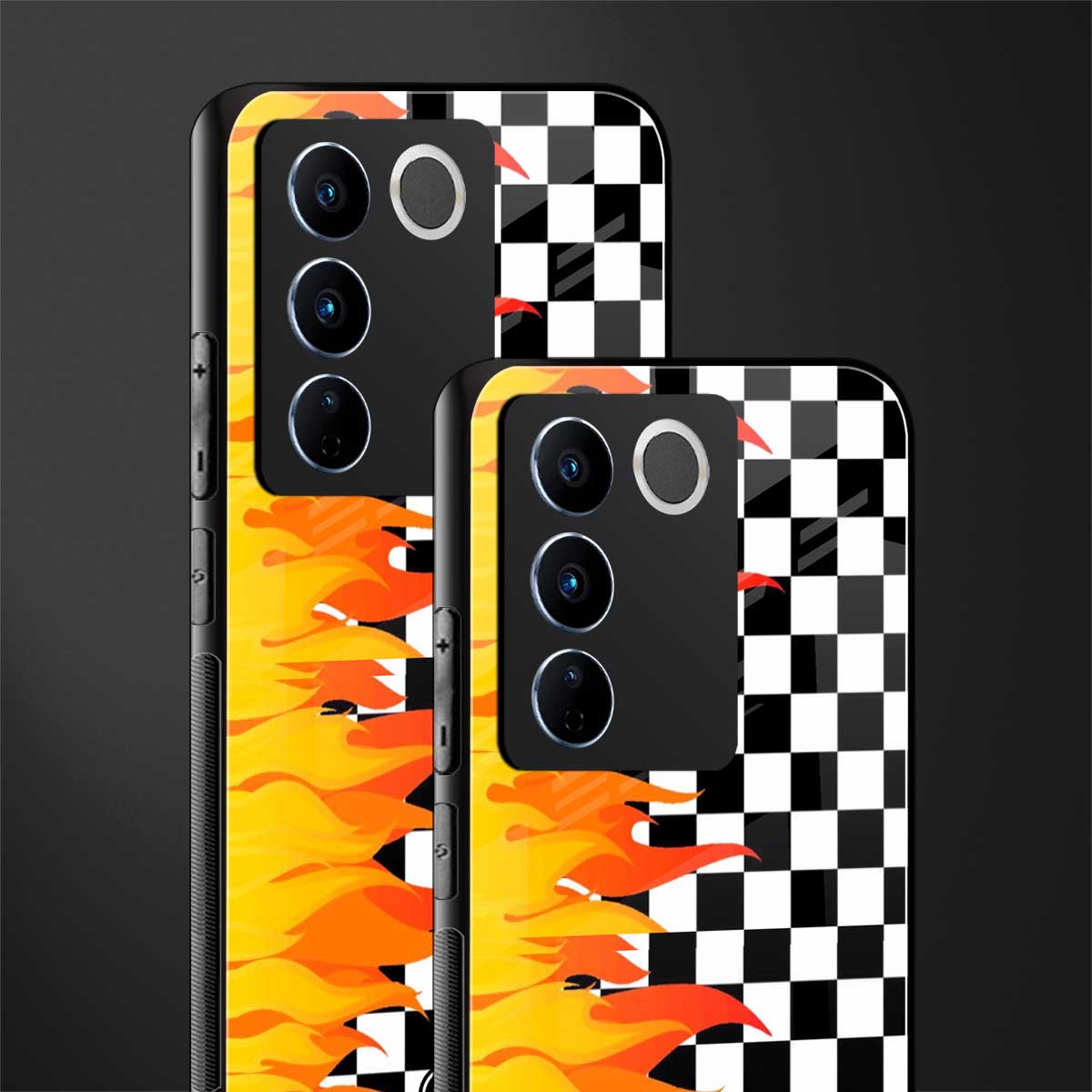 lil flames wild mode back phone cover | glass case for vivo v27 pro 5g