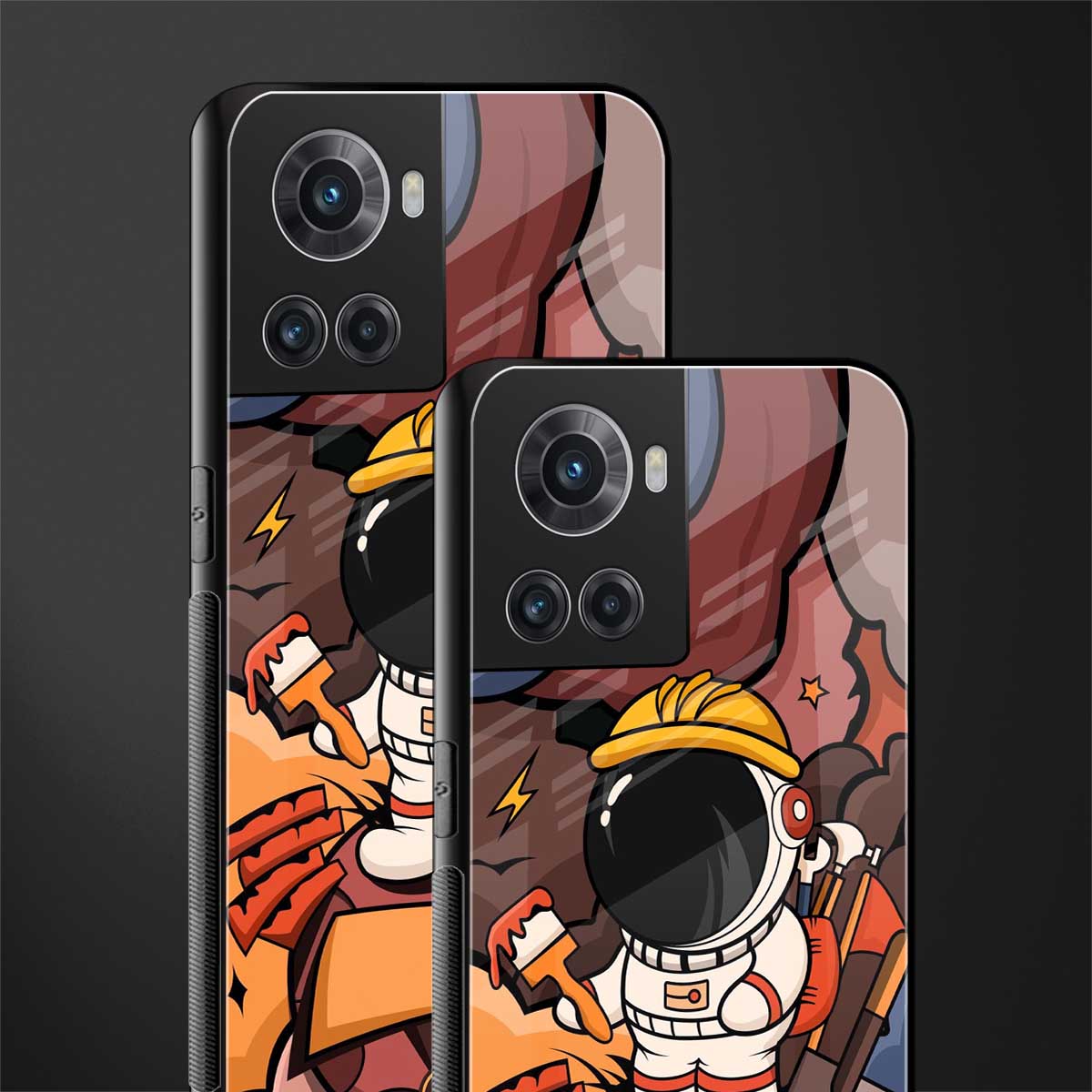 lil spaceman back phone cover | glass case for oneplus 10r 5g