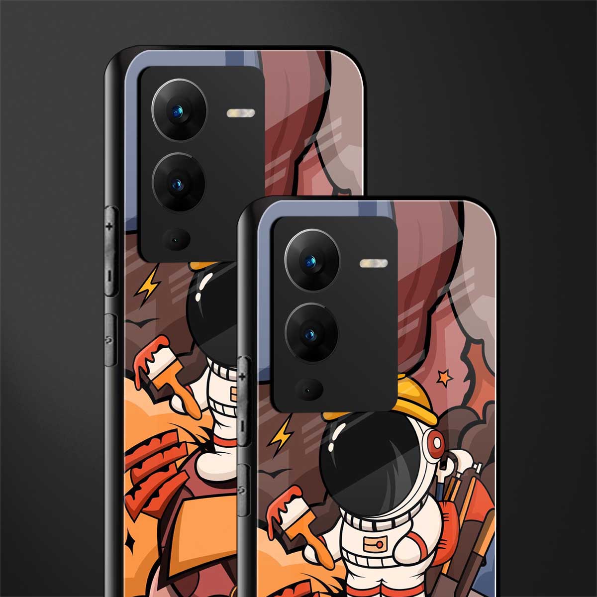 lil spaceman back phone cover | glass case for vivo v25 pro 5g