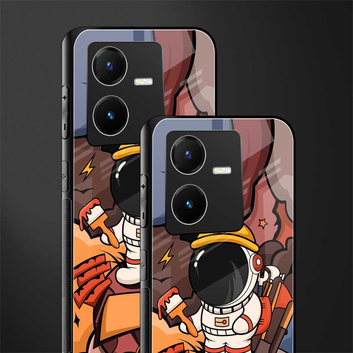 lil spaceman back phone cover | glass case for vivo y22
