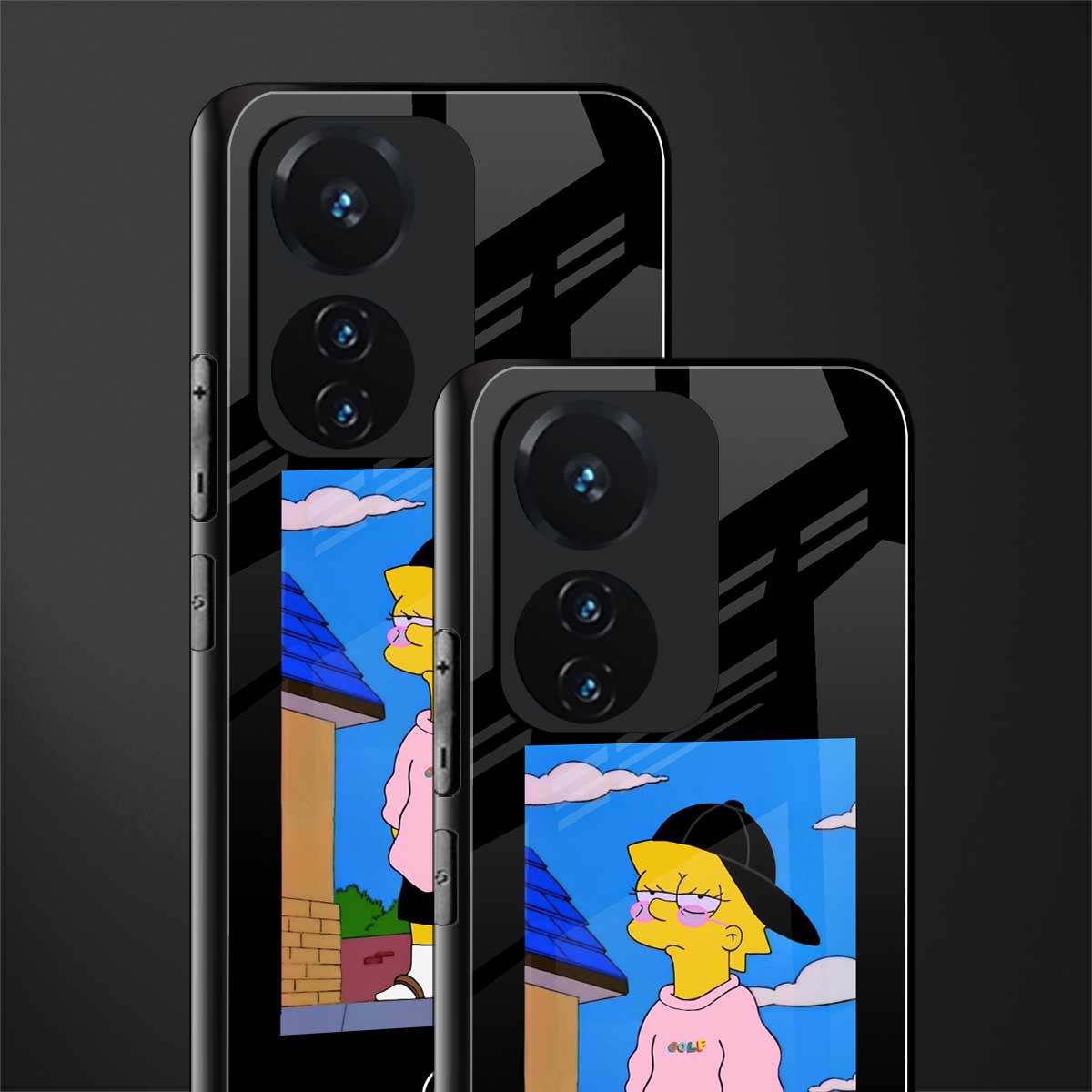 lisa simpson back phone cover | glass case for vivo t1 44w 4g