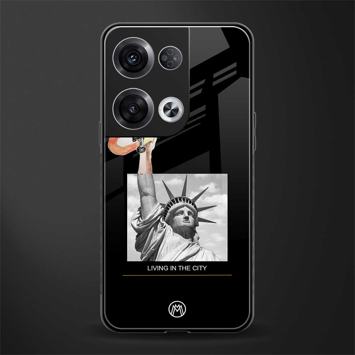living in the city back phone cover | glass case for oppo reno 8