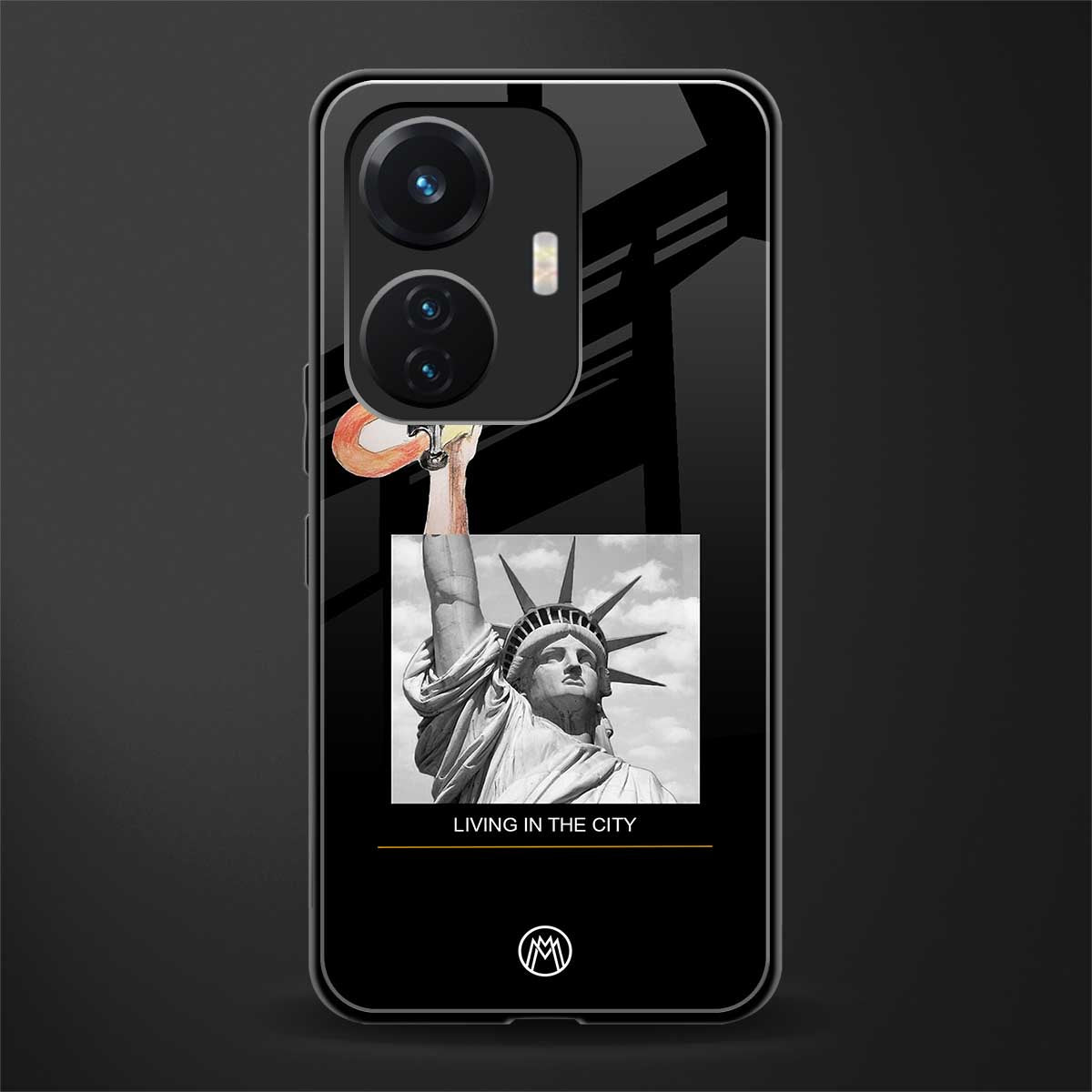 living in the city back phone cover | glass case for vivo t1 44w 4g