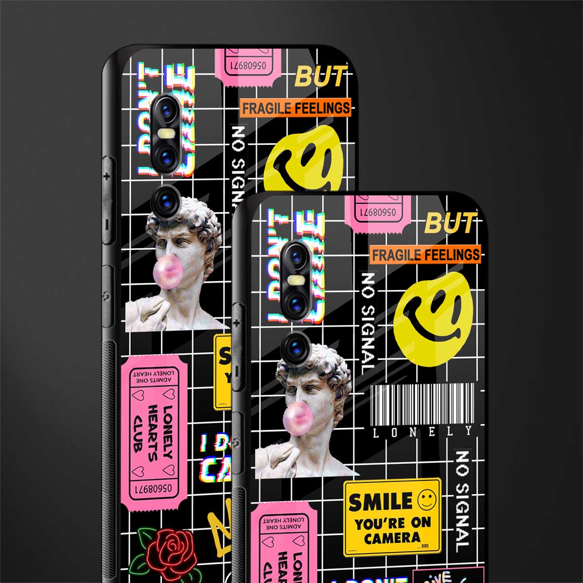lonely hearts club black glass case for vivo v15 pro image-2
