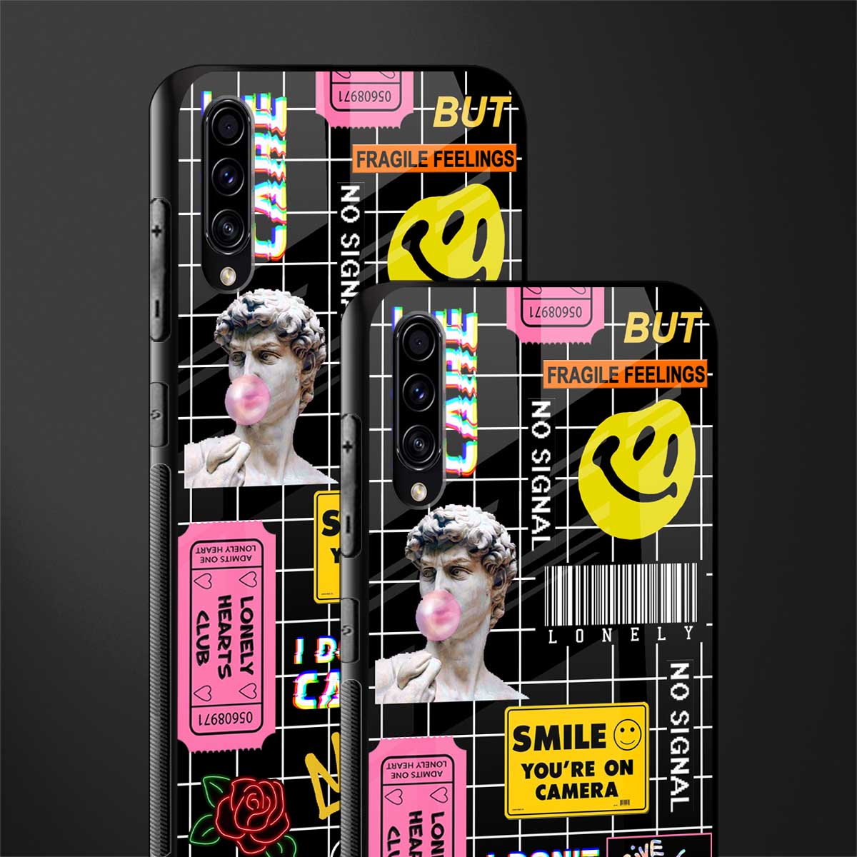 lonely hearts club black glass case for samsung galaxy a70 image-2