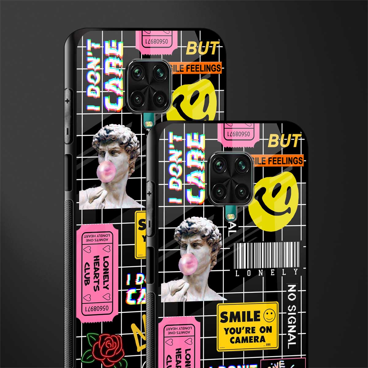 lonely hearts club black glass case for poco m2 pro image-2