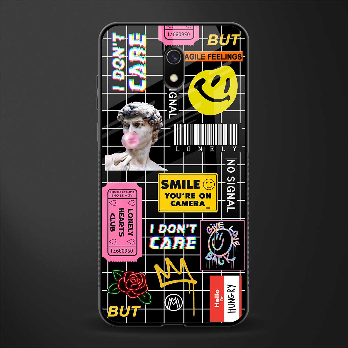 lonely hearts club black glass case for redmi 8a image