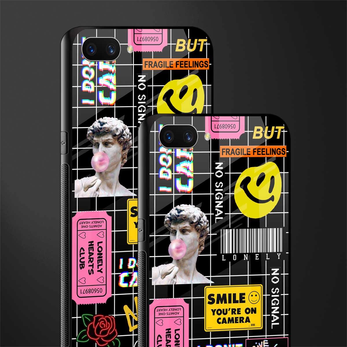 lonely hearts club black glass case for realme c1 image-2