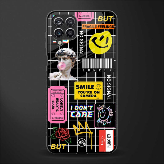 lonely hearts club black back phone cover | glass case for samsung galaxy a22 4g