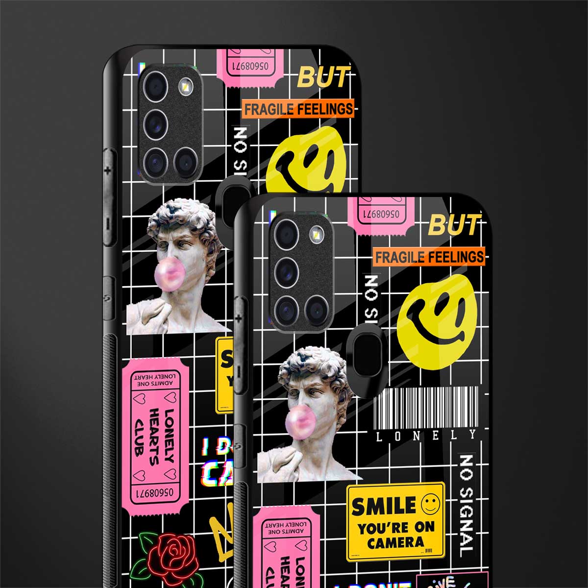lonely hearts club black glass case for samsung galaxy a21s image-2
