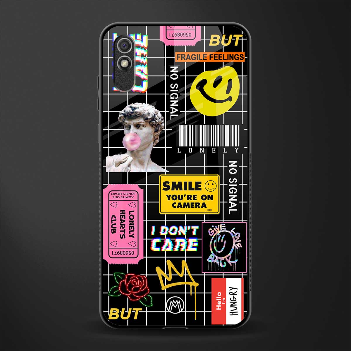 lonely hearts club black glass case for redmi 9a image