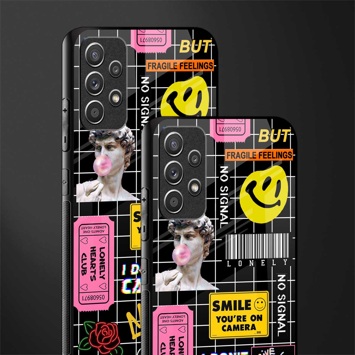 lonely hearts club black glass case for samsung galaxy a72 image-2