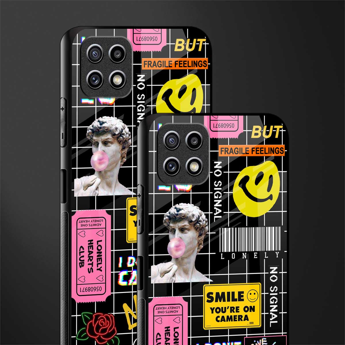 lonely hearts club black glass case for samsung galaxy a22 5g image-2