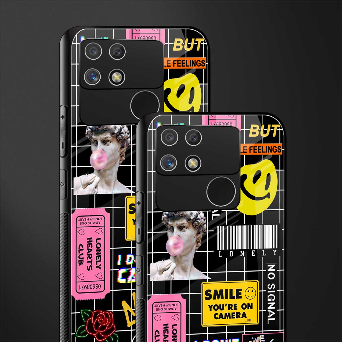 lonely hearts club black back phone cover | glass case for realme narzo 50a
