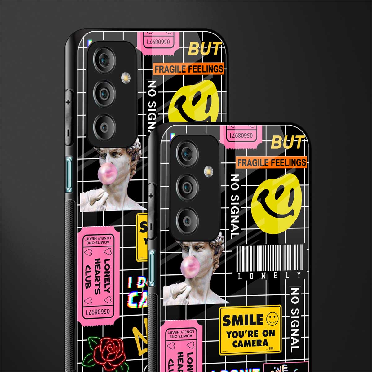 lonely hearts club black back phone cover | glass case for samsung galaxy f23 5g