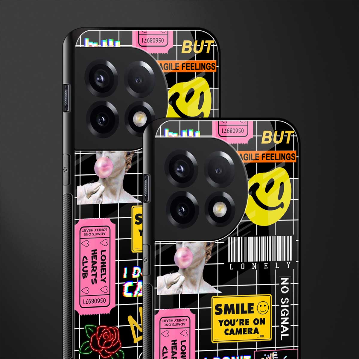 lonely hearts club black back phone cover | glass case for oneplus 11r