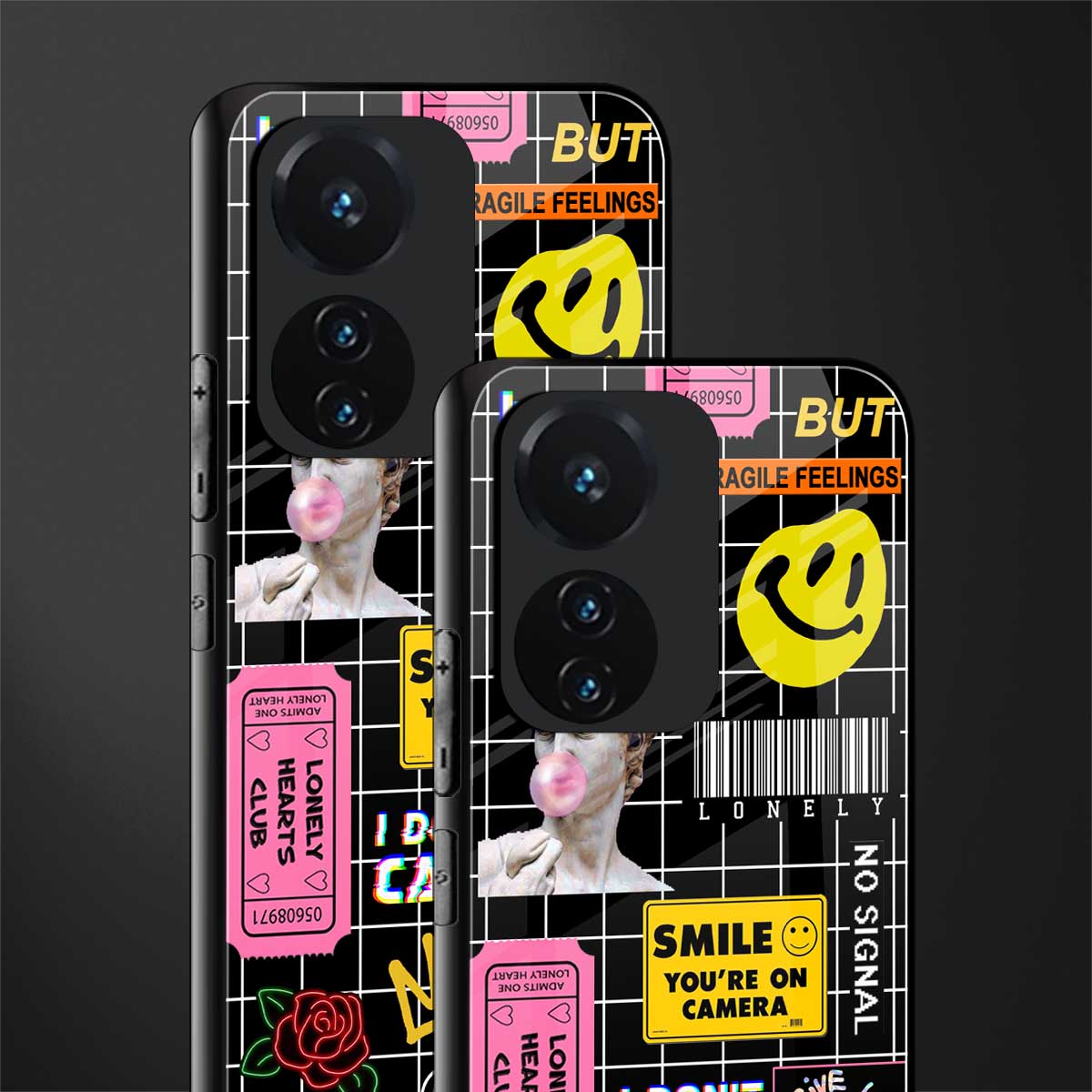 lonely hearts club black back phone cover | glass case for vivo t1 44w 4g