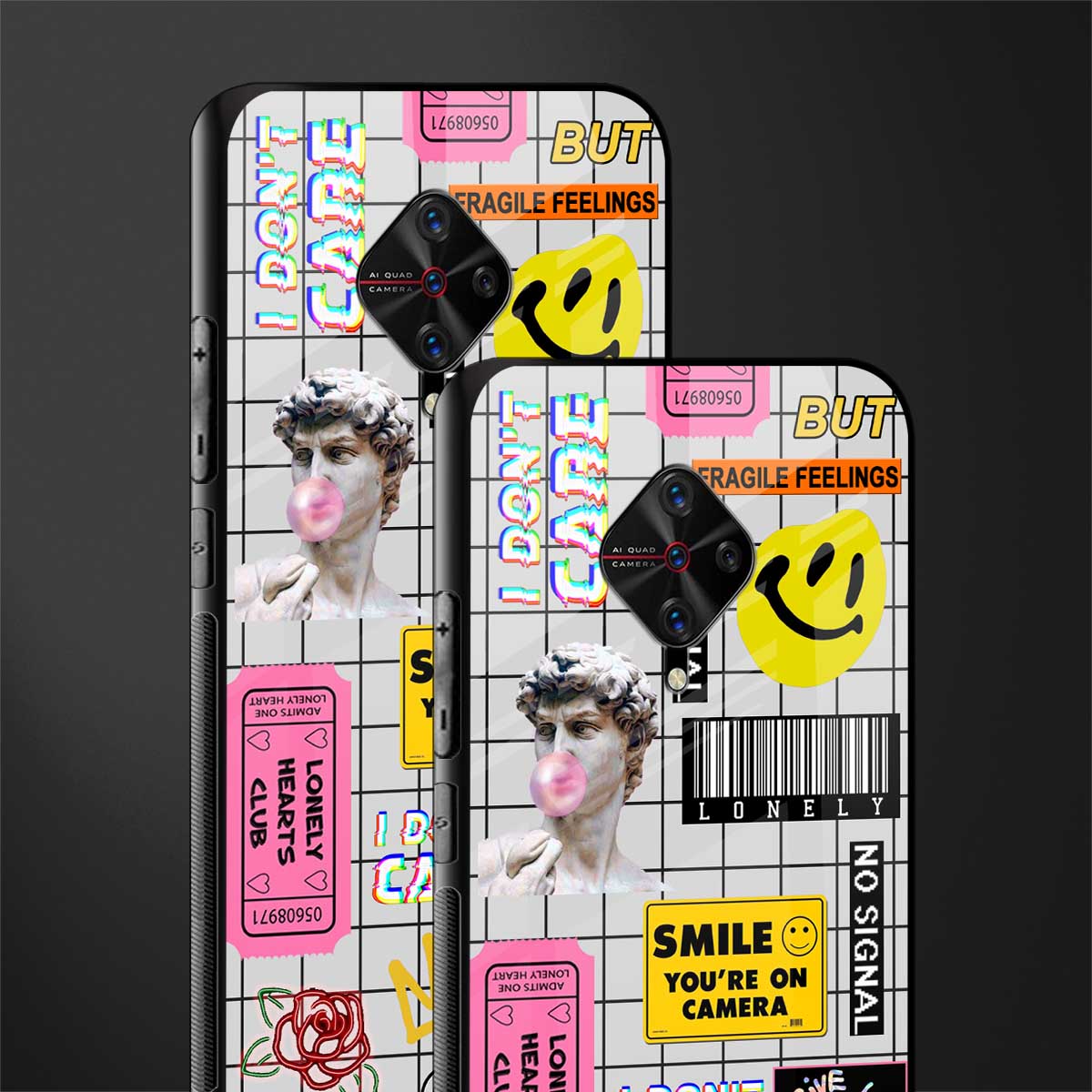 lonely hearts club white glass case for vivo s1 pro image-2