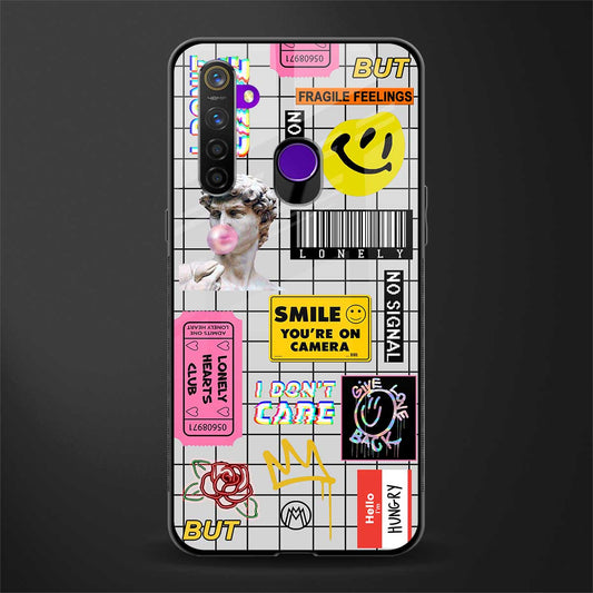 lonely hearts club white glass case for realme 5 image