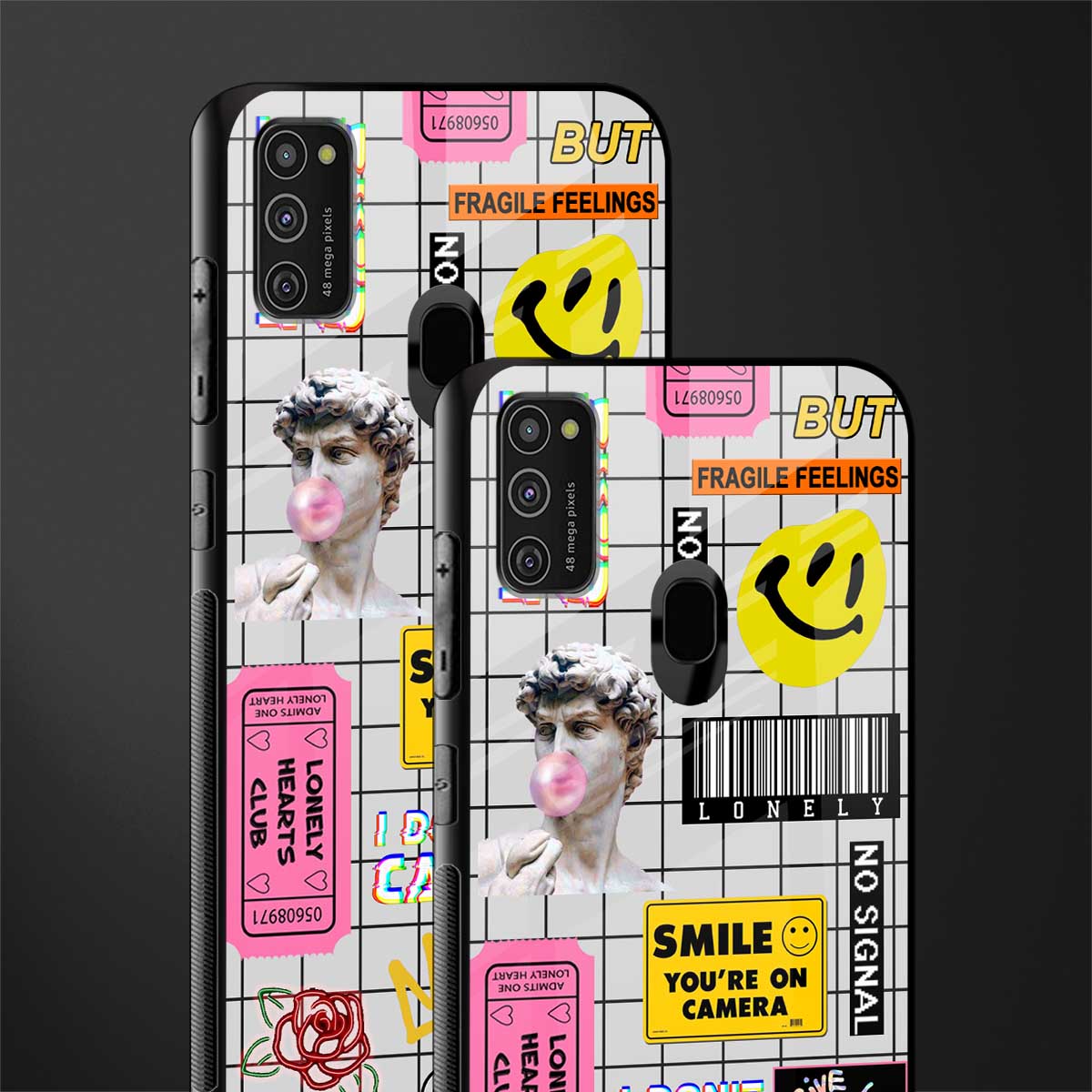 lonely hearts club white glass case for samsung galaxy m21 image-2
