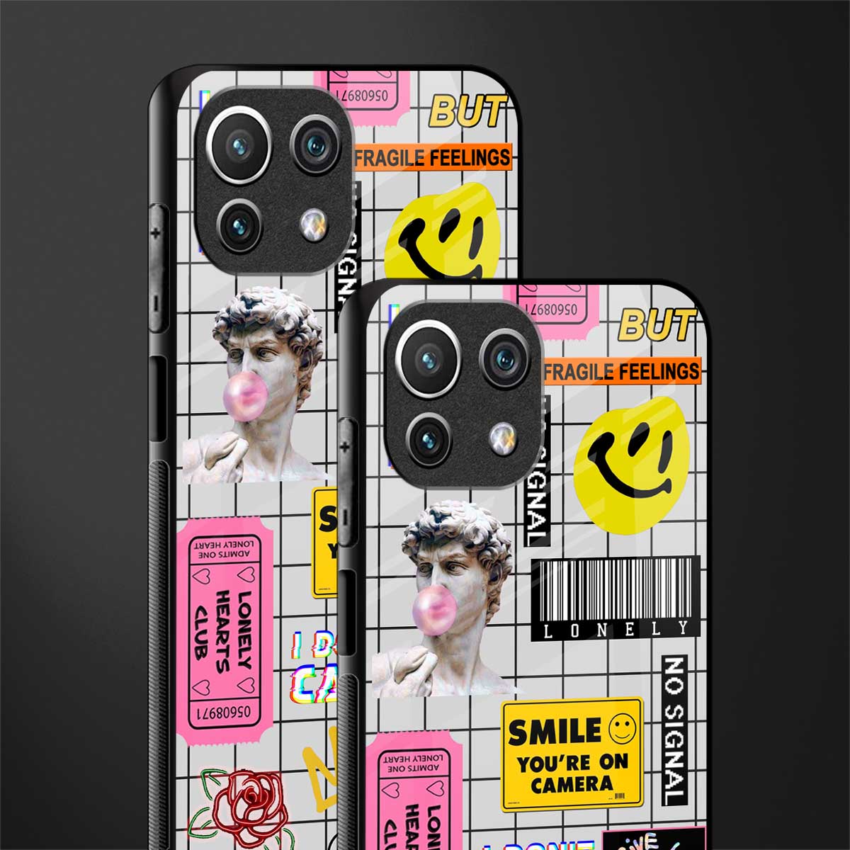 lonely hearts club white glass case for mi 11 lite image-2