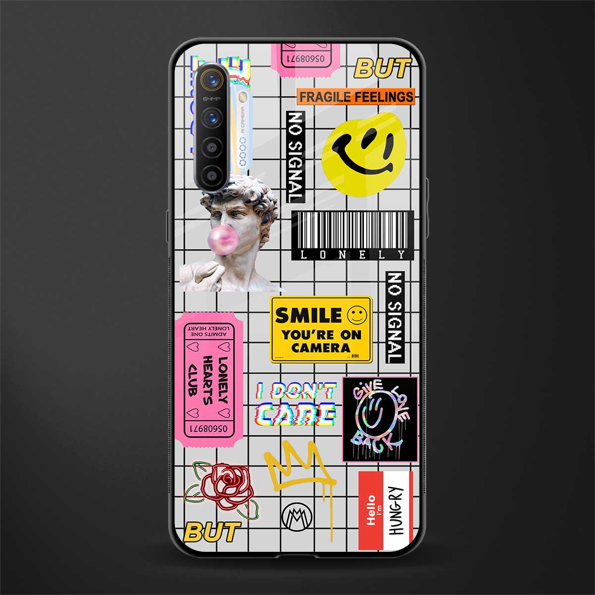 lonely hearts club white glass case for realme x2 image
