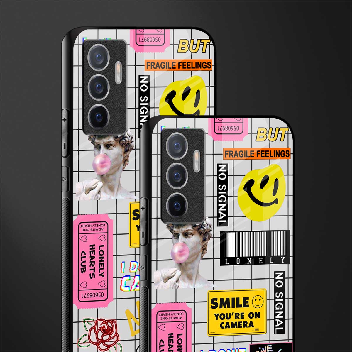 lonely hearts club white glass case for vivo v23e image-2