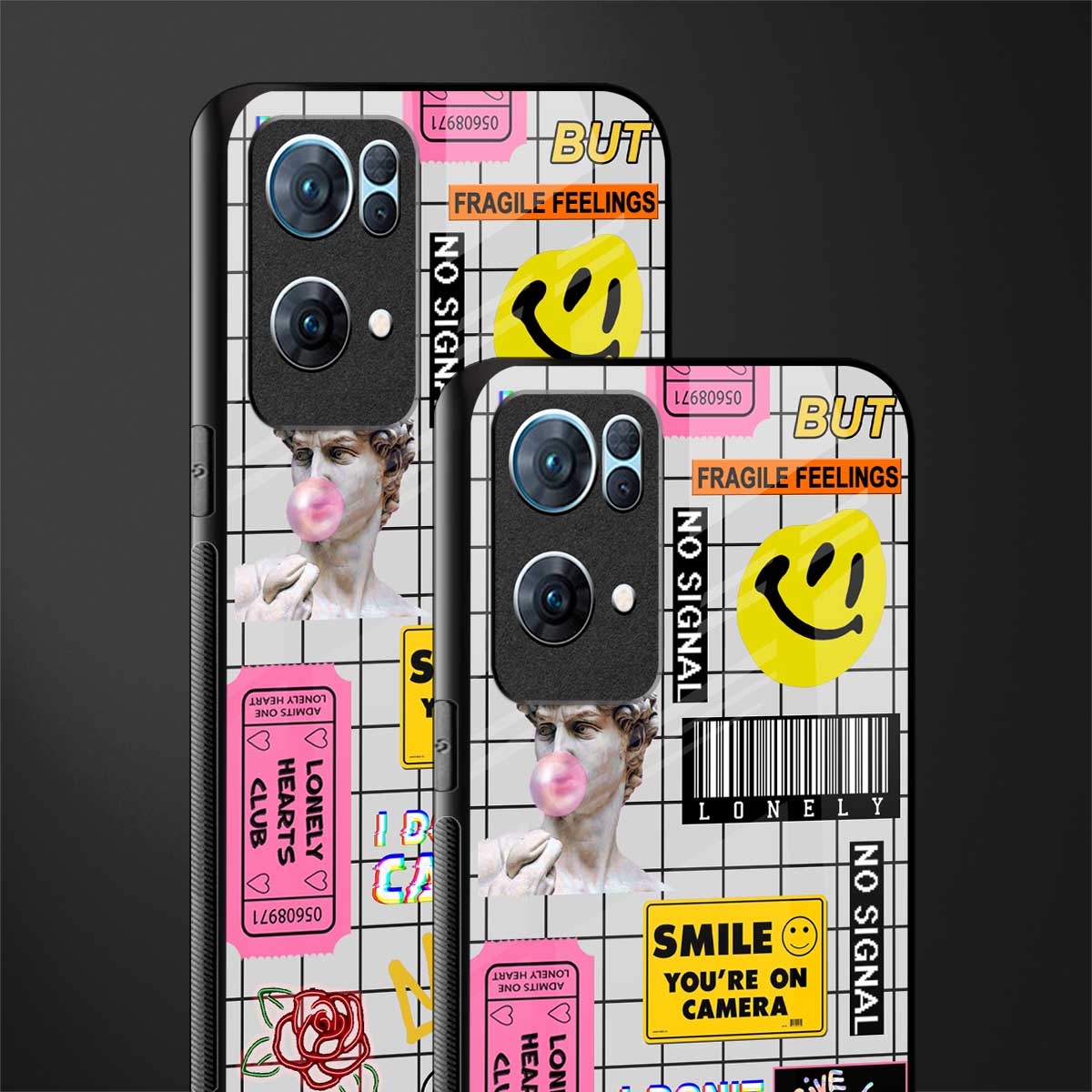 lonely hearts club white glass case for oppo reno7 pro 5g image-2