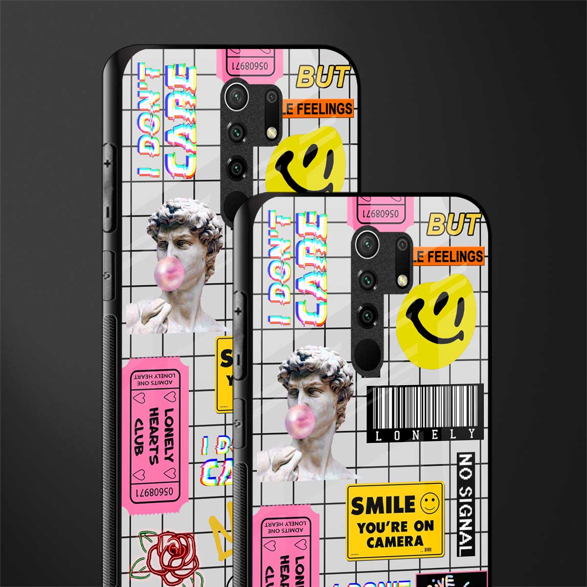 lonely hearts club white glass case for poco m2 image-2