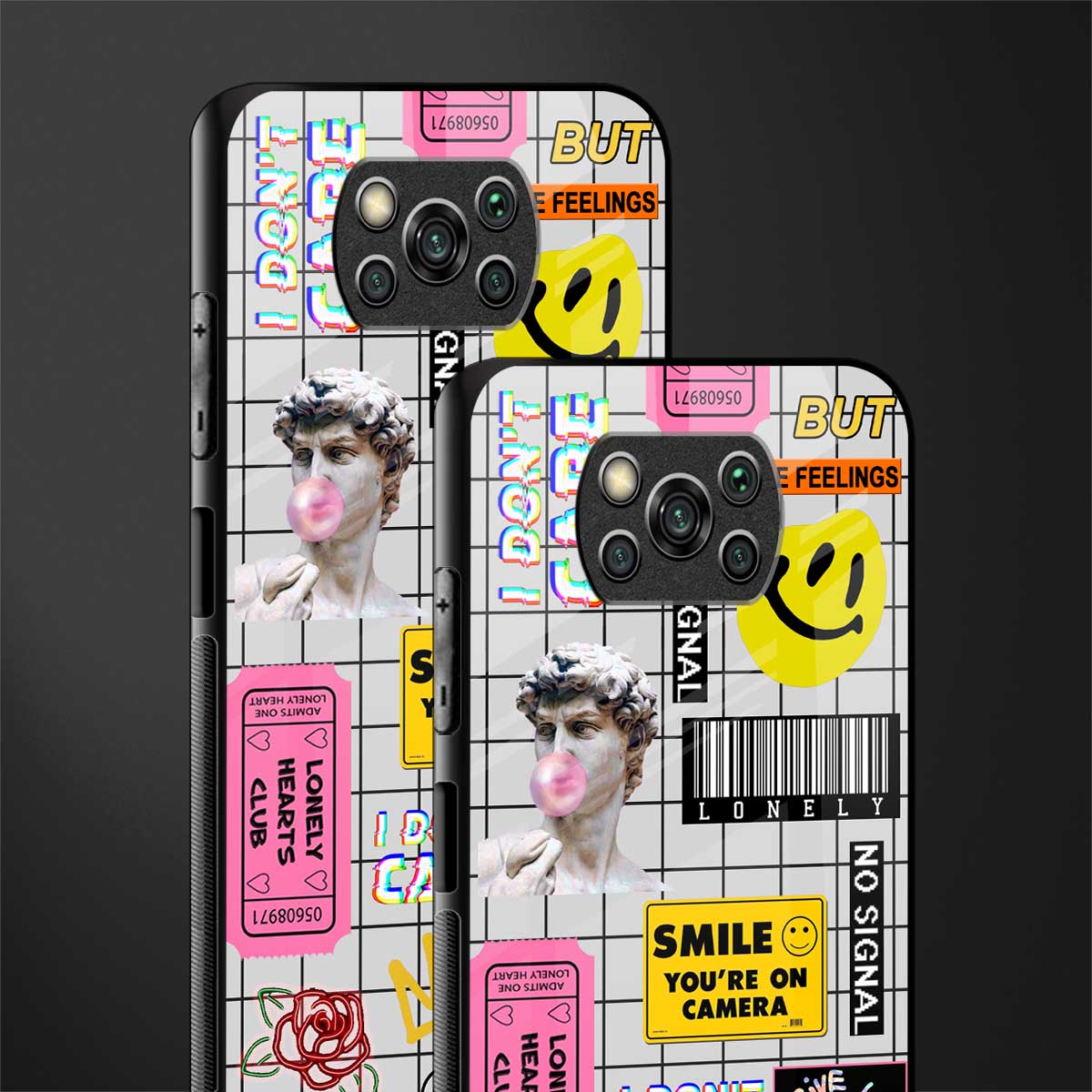 lonely hearts club white glass case for poco x3 image-2