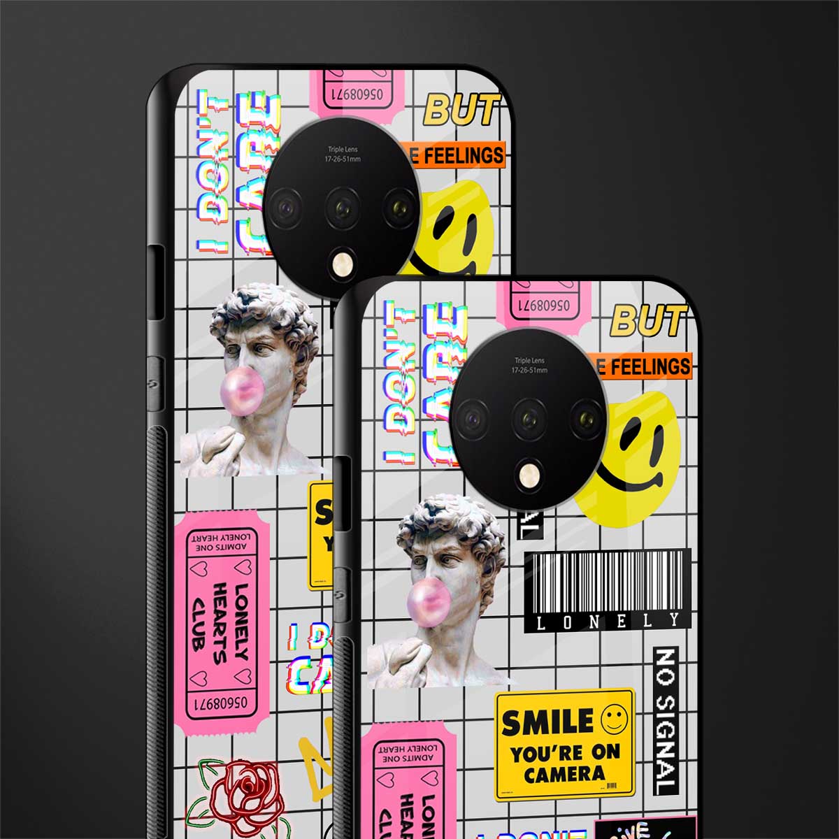 lonely hearts club white glass case for oneplus 7t image-2