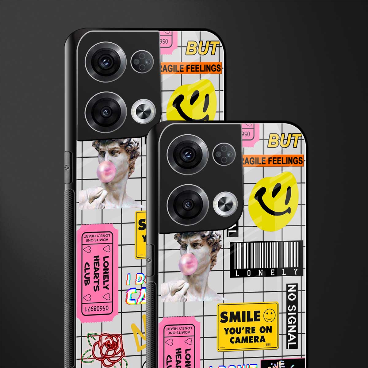 lonely hearts club white back phone cover | glass case for oppo reno 8 pro