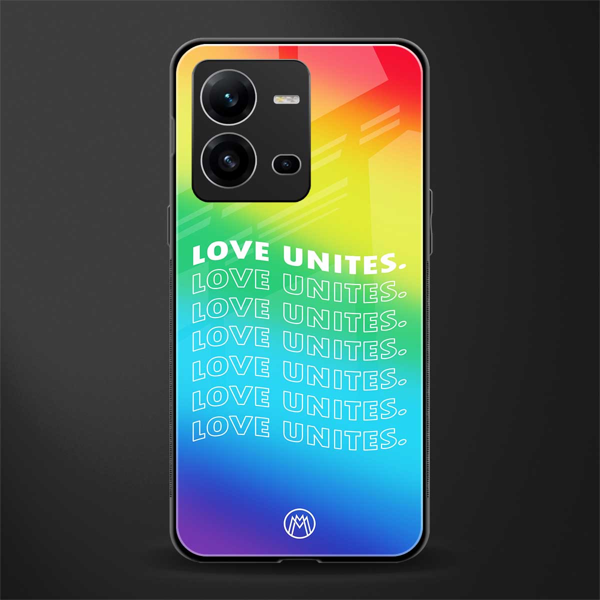 love unites back phone cover | glass case for vivo v25-5g