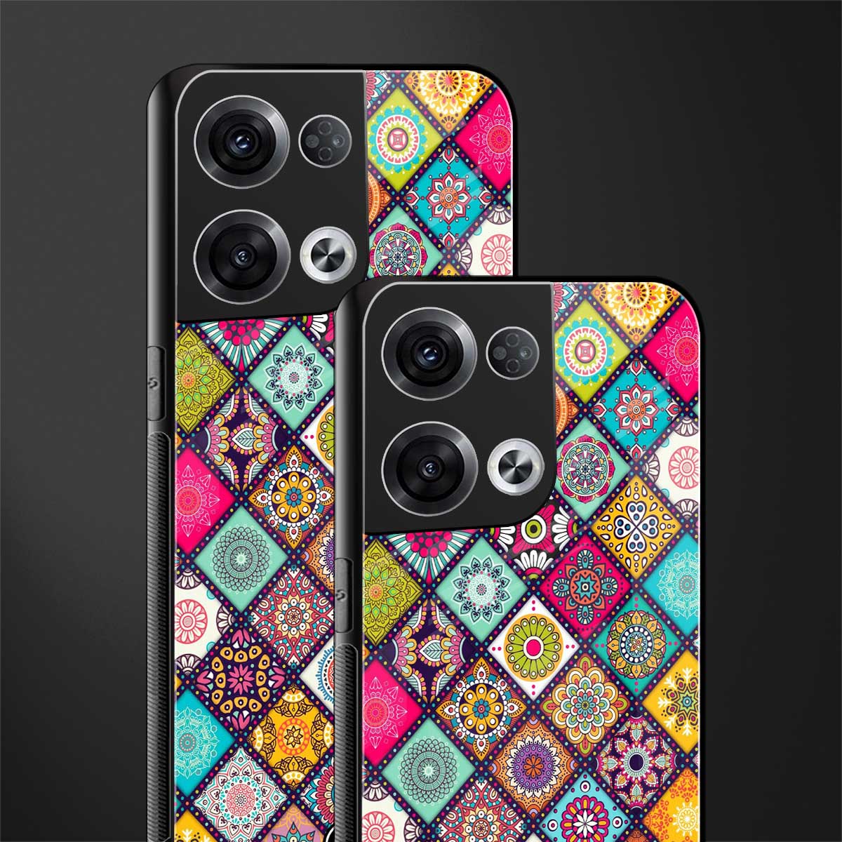 mandala art back phone cover | glass case for oppo reno 8