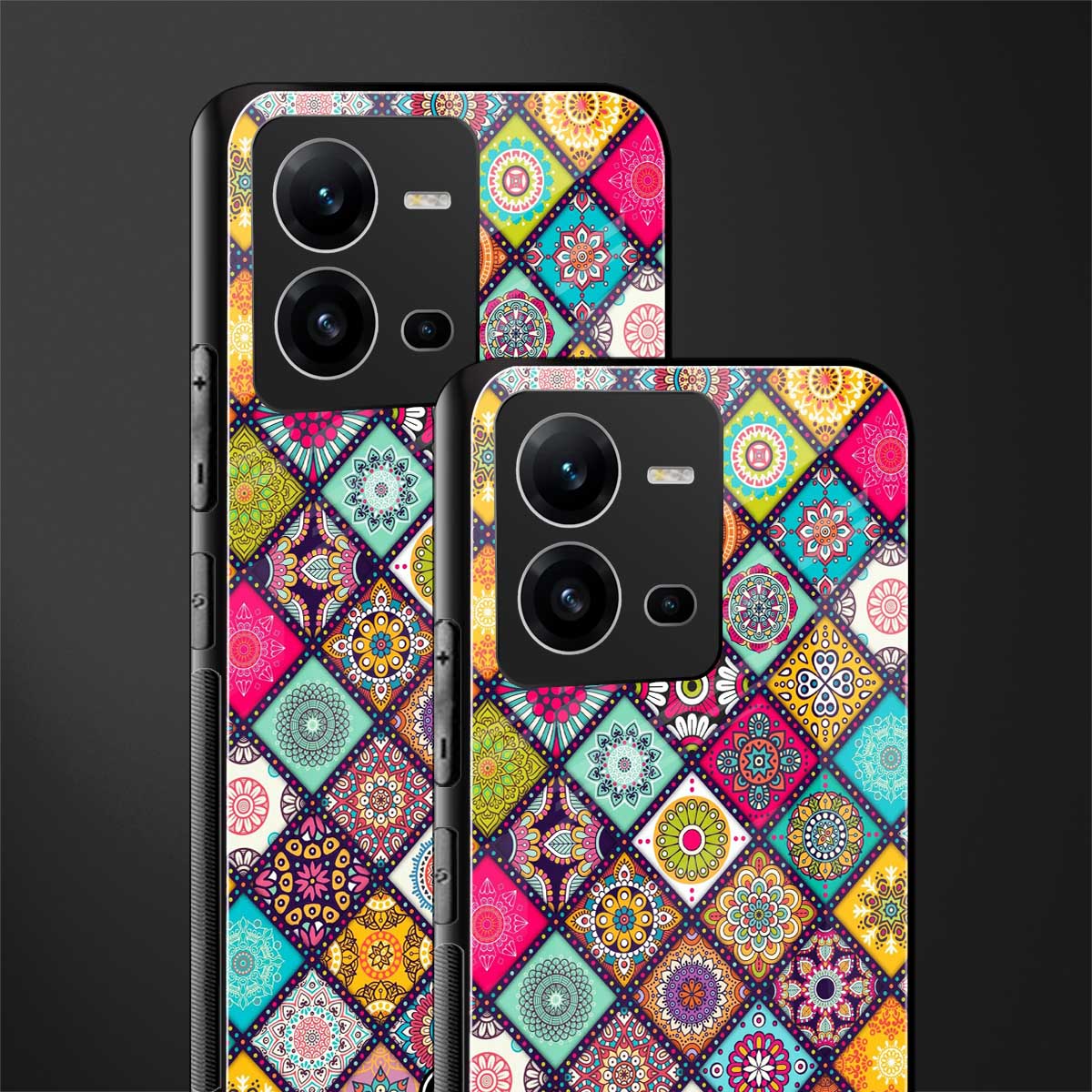 mandala art back phone cover | glass case for vivo v25-5g