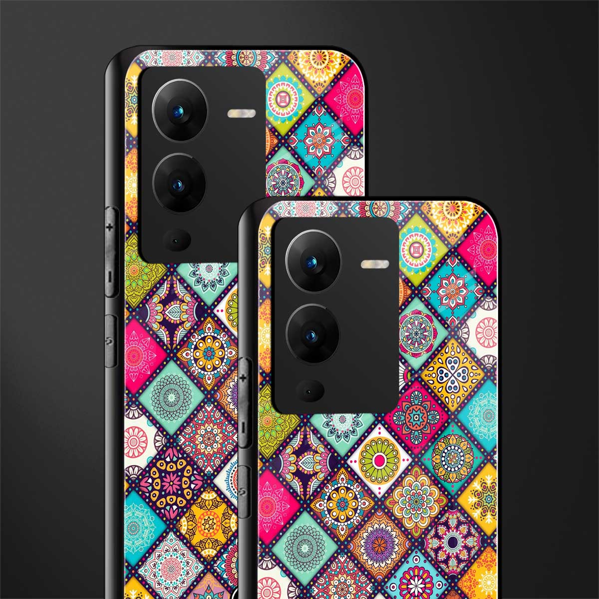 mandala art back phone cover | glass case for vivo v25 pro 5g
