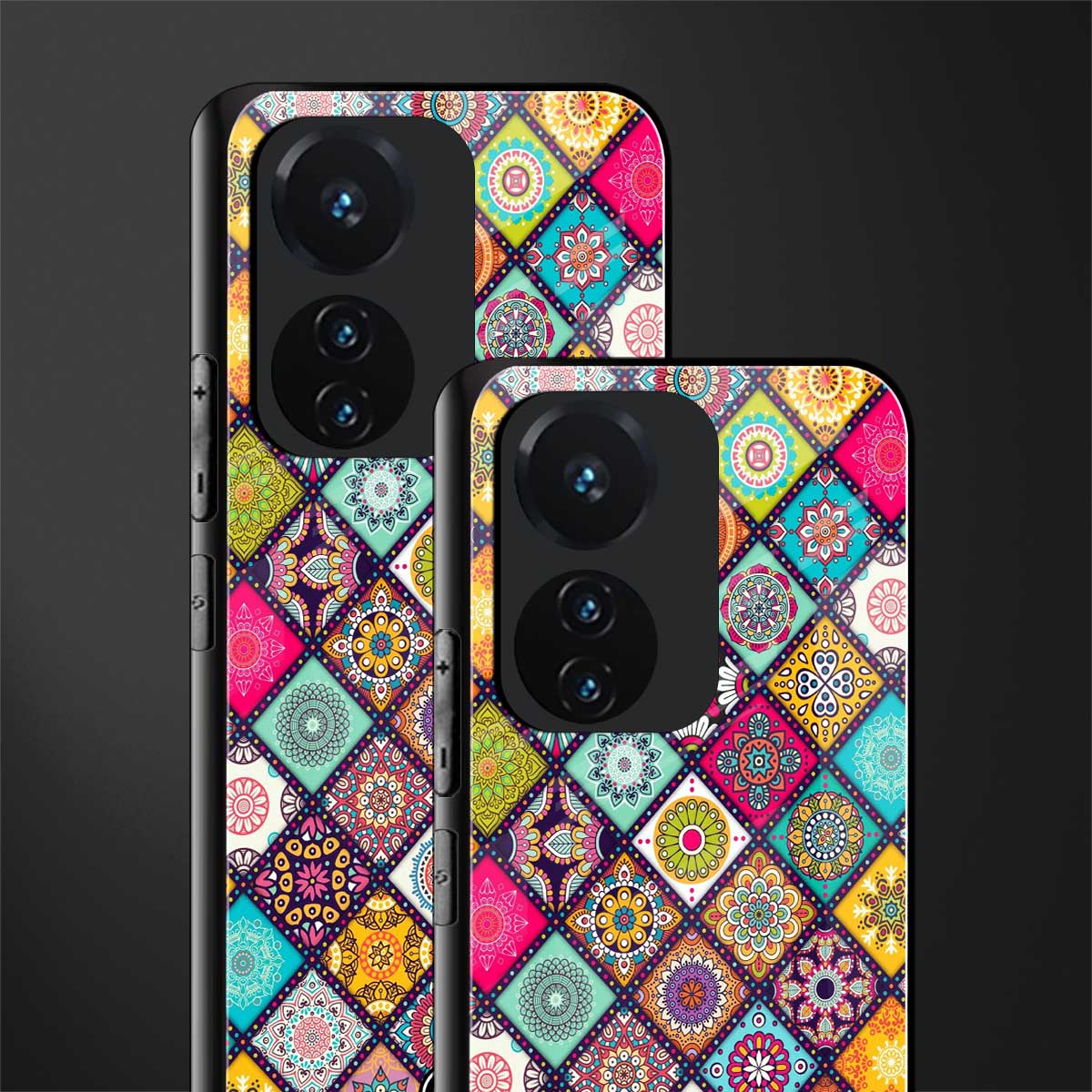 mandala art back phone cover | glass case for vivo t1 44w 4g